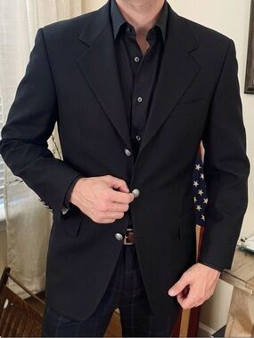 Hugo Boss Textured Black Blazer | 40